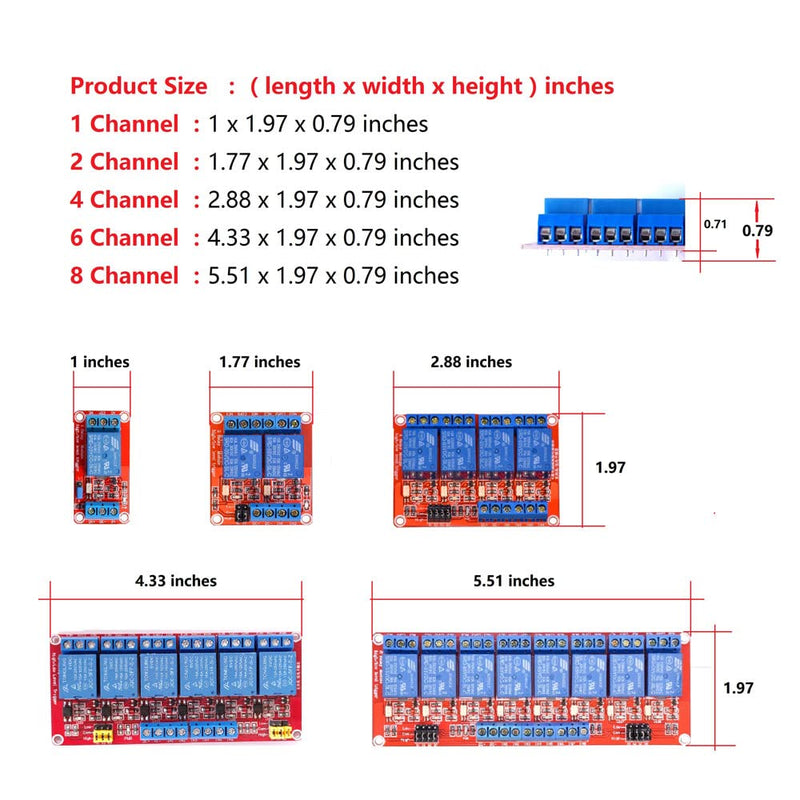  [AUSTRALIA] - WWZMDiB【12Pcs, 5V, 1 Channel, Relay Board】Relay Module 1/2/4/6/8/16 Channel 5V 12V 24V with Optocoupler Isolation Support High and Low Level Trigger 12