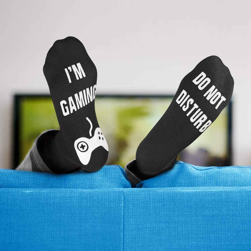Funny Gaming Novelty Socks, Stocking Stuffers for Men, Do Not Disturb Christmas Black - LeoForward Australia