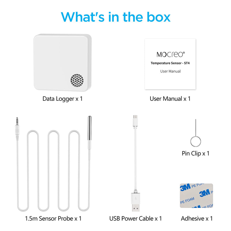  [AUSTRALIA] - MOCREO ST4 Temperature Sensor with Waterproof External Probe, for Freezer with App Alert, Smart Thermometer, MOCREO Hub Required, Remote Temperature Monitor Gauge, for Refrigerator, Fish Tank