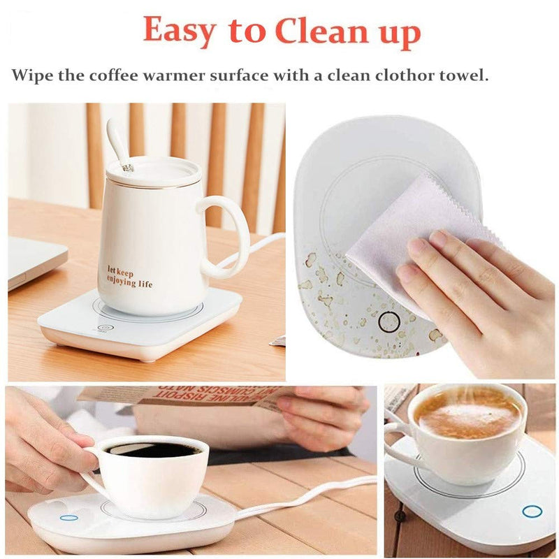  [AUSTRALIA] - Coffee Mug Warmer, Smart Beverage Warmer with Touch Screen Switch, Electric Mug Warmer for Office Home Use, Cup Warmer Plate for Coffee, Milk, Tea, Water White