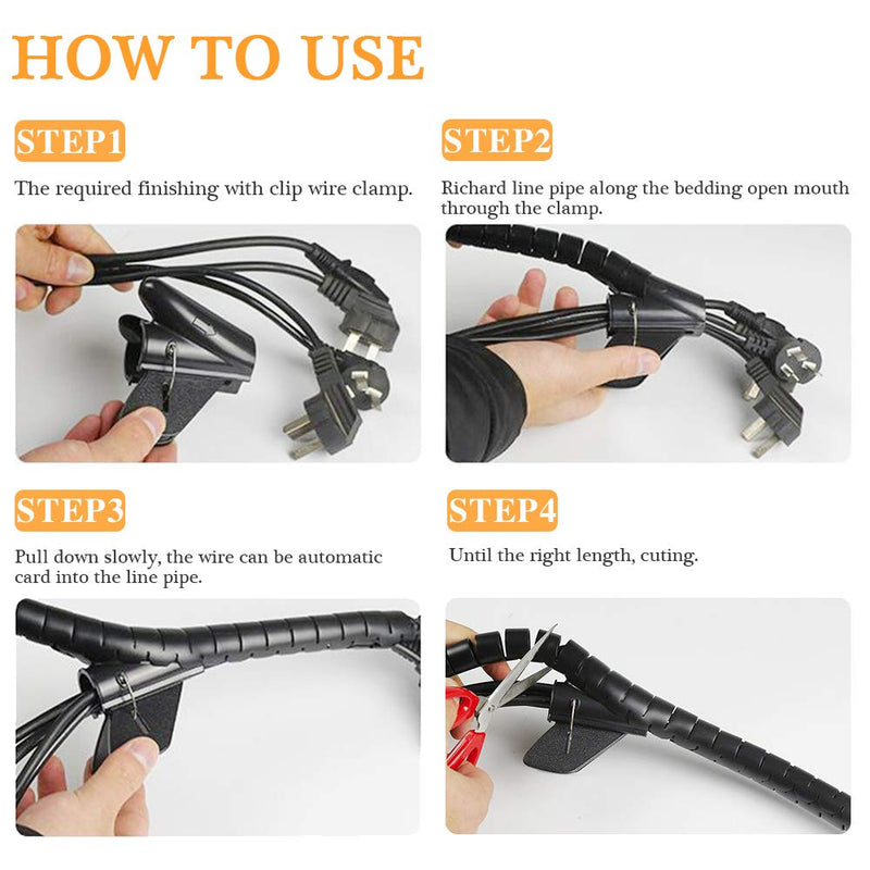  [AUSTRALIA] - Black Spiral Winding Cable Management Pipe Wire Wrap Line Coiled Tube, Flexible Cord Covered Protective Bundler Sleeve Hose for Office, Computer, TV, and Car (Length 10ft- Dia 1.1inch)
