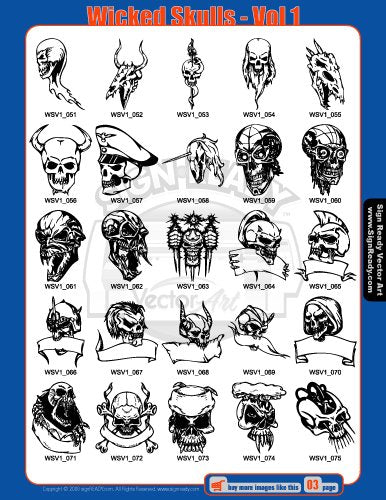  [AUSTRALIA] - Skulls Clipart-Vinyl Cutter Plotter Clip Art Images-Sign Design Vector Art Graphics CD-ROM (Volumes 1+2)