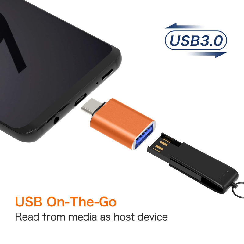 USB C to USB Adapter [2-Pack], Thunderbolt 3 to USB 3.0 OTG Adapter Compatible MacBook Pro,Chromebook,Pixelbook,Microsoft Surface Go,Galaxy S8 S9 S10 Plus,Note 8 9,Pixel 2 3(Orange) Orange - LeoForward Australia