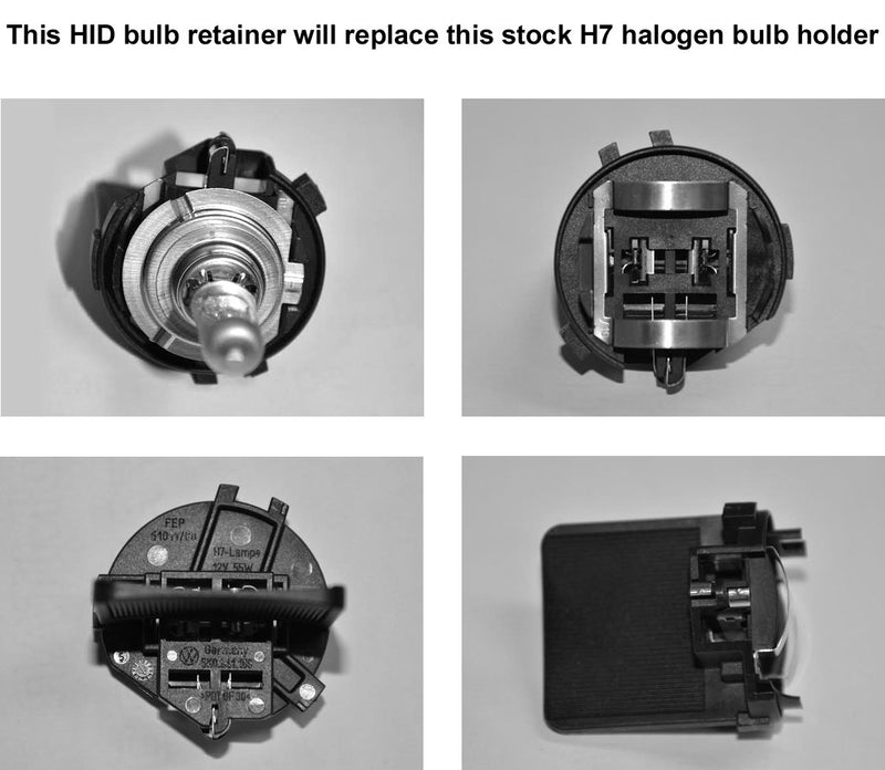 iJDMTOY (2) H7 Xenon Bulbs Holder Adapter Retainers Compatible With Volkswagen MK7 Golf GTi Routan Passat Halogen Headlights Installing Xenon LED Conversion Kit - LeoForward Australia