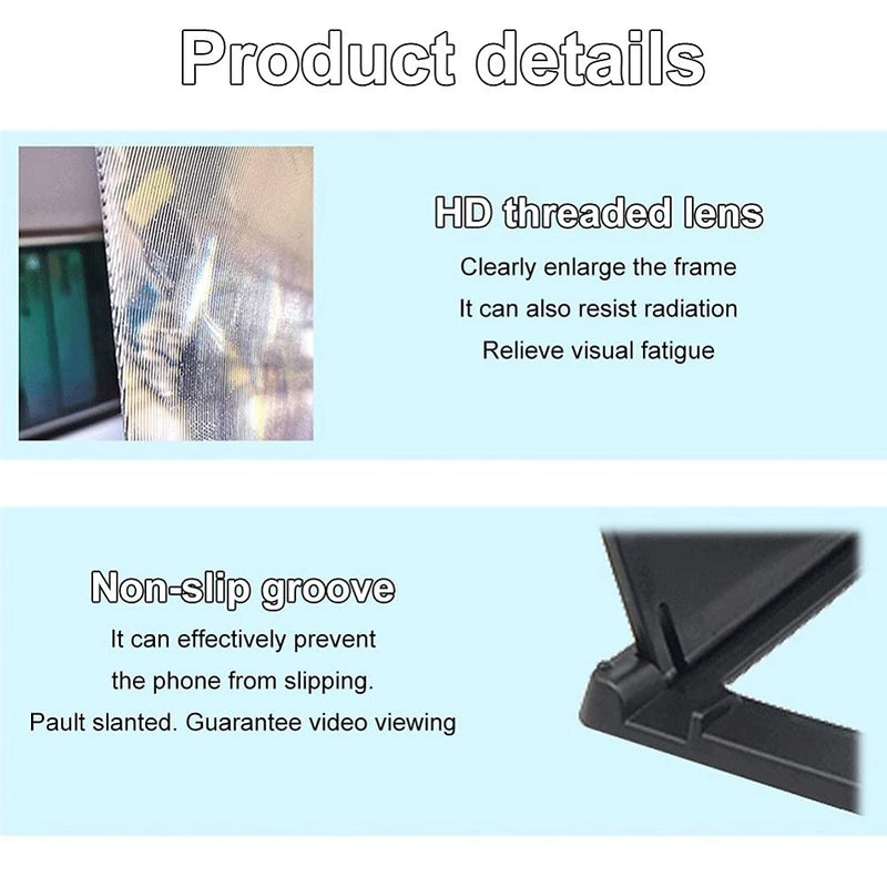 [AUSTRALIA] - CHANGAIDA 12 Inch 3D Curved HD Phone Screen Amplifier Foldable Phone Holder Suit for All Smartphones