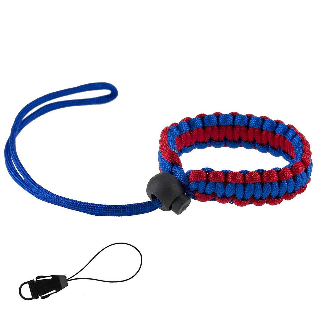  [AUSTRALIA] - Allzedream Camera Wrist Strap Paracord Bracelet Adjustable for DSLR Binocular Cell Phone (Blue Red) Blue Red