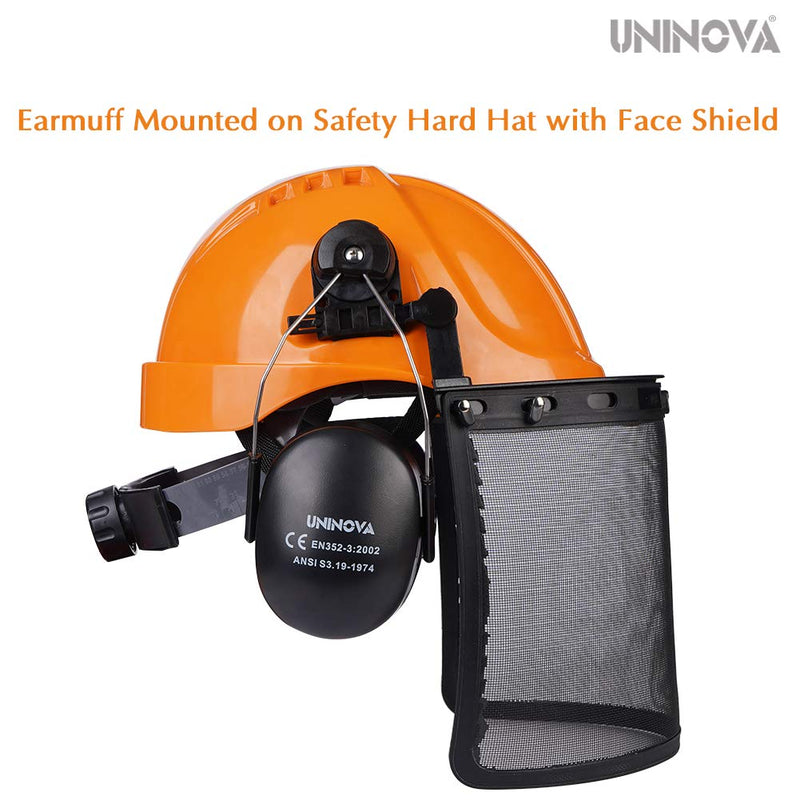  [AUSTRALIA] - UNINOVA Hard Hat Attachment Earmuff - Helmet Attachable Ear Muff - ANSI NRR 24dB Black