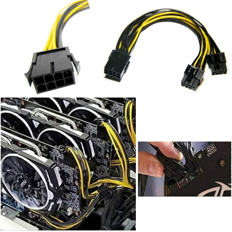  [AUSTRALIA] - GPU 8 Pin PCI-E to 2 PCI-E 8 Pin (6 Pin + 2 Pin) Power Cable, Xhwykzz Splitter PCI Express Graphics Card Connector PC Power Cable GPU Graphics Video Card Wire (8/Pack 12 Inch 8 Pin to Dual 8 Pin 8/Pack