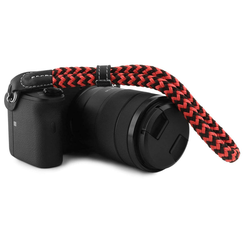  [AUSTRALIA] - MegaGear SLR, DSLR Camera Cotton Wrist Strap (Small) - Black/Red, small - 23cm/9inc (MG)