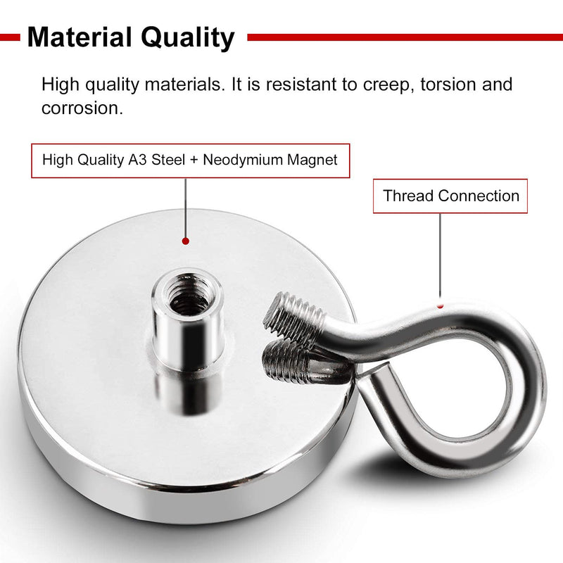  [AUSTRALIA] - DIYMAG Super Strong Neodymium Fishing Magnets, 500 lbs(227 KG) Pulling Force Rare Earth Magnet with Countersunk Hole Eyebolt for Retrieving in River and Magnetic Fishing,Diameter 2.36 inch(60 mm)