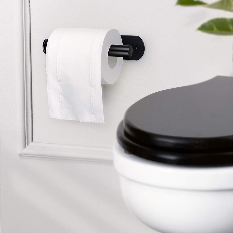 [AUSTRALIA] - LEHOM Toilet Paper Holder, Self Adhesive Toilet Paper Roll Holder for Bathroom Washroom Kitchen Stick On Wall Mount Matt Black