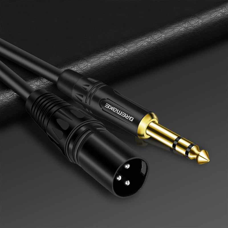  [AUSTRALIA] - 3 FT 6.35 mm 1/4 Inch TRS Male to XLR Male Audio Stereo Mic Cable - DREMAKE Gold Plated 1/4 Inch Male to XLR Male Balanced Cable for Microphones, Speakers, Stage, DJ and More - Black 3FT/1.0M