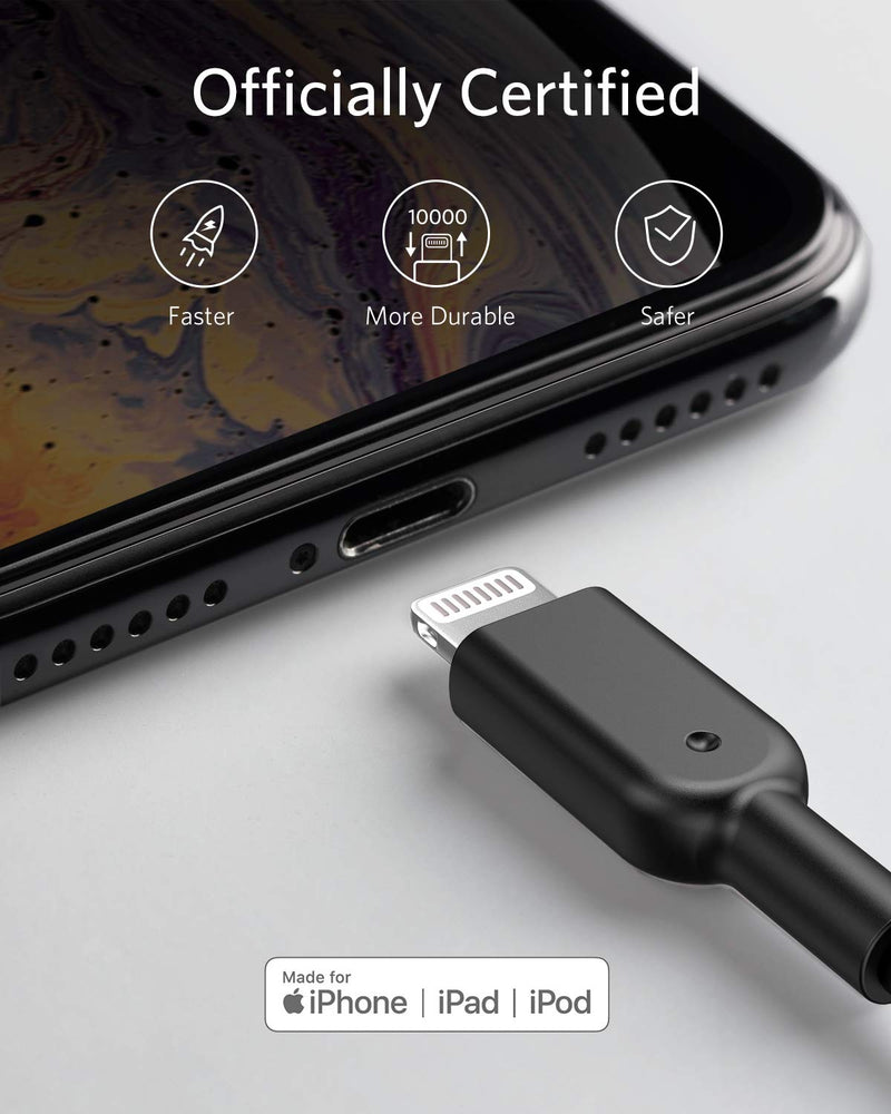 Anker Powerline II Lightning Cable (3ft), Probably The World's Most Durable Cable, MFi Certified for iPhone Xs/XS Max/XR/X / 8/8 Plus / 7/7 Plus / 6/6 Plus (Black) 3ft Black - LeoForward Australia