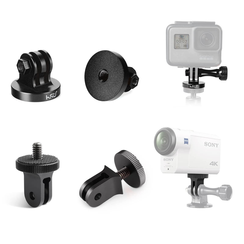  [AUSTRALIA] - HSU All Aluminum Alloy Basic Adapter Grab Bag for GoPro, Including 1/4 inch 20 Tripod Mount, Rotation Camera Mount, Adjust Arm, Thumbscrew and Wrench（9 Pcs）