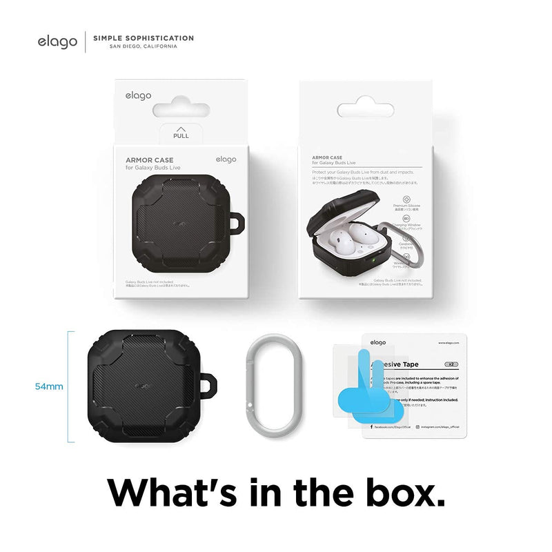 elago Armor Case Compatible with Samsung Galaxy Buds 2 Case (2021) / Galaxy Buds Pro Case (2021) / Galaxy Buds Live Case (2020) [US Patent Registered] [Black] - LeoForward Australia