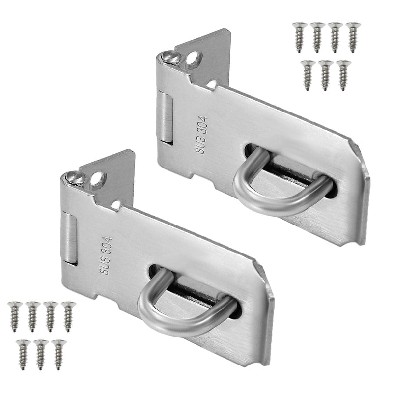  [AUSTRALIA] - 3 Inch Padlock Hasp, Seimneire 2pcs 304 Stainless Steel Door Locks Hasp Latch Drawer Latches Cabinet Clasp Lock, 2mm Extra Thick Brushed Finish Gate Lock Hasp 3 Inch, 2 Pack