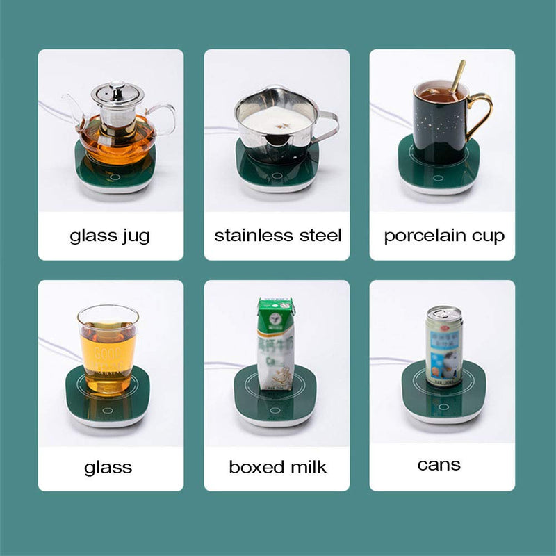  [AUSTRALIA] - Multifunctional Constant Temperature Beverage Warmers, USB Interface, Wear-Resistant, Waterproof Glass Panel Suitable, Home/Office, Used for Candles/Coffee/Tea/Juice,Dark Green Dark Green
