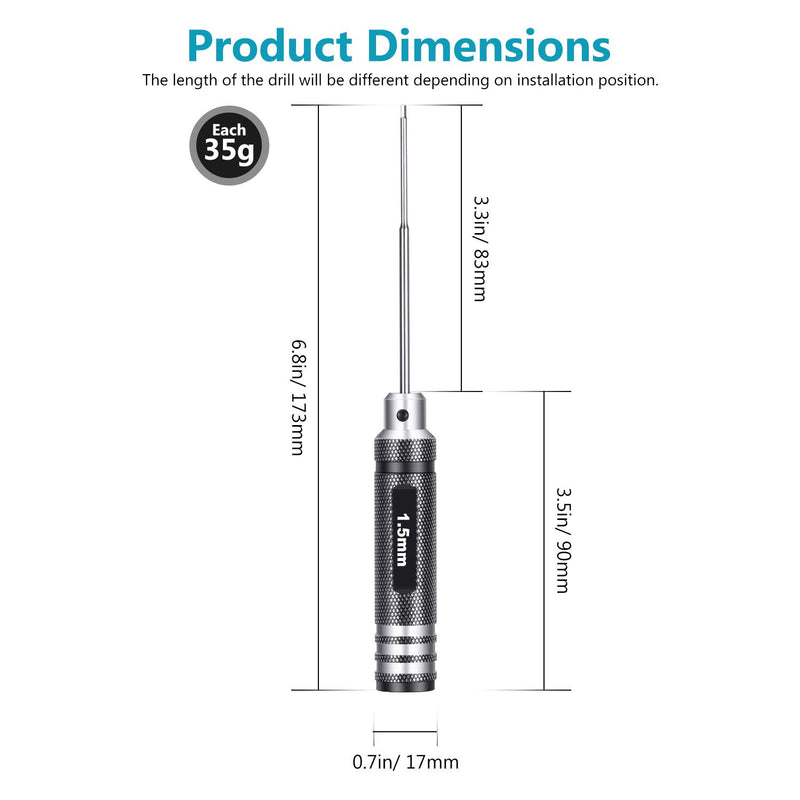  [AUSTRALIA] - Neewer Lightweight Titanium Nitride Coating Hex Driver Wrench 4 Piece Set, Hex Screw driver Tools Kit Set for RC Helicopter (1.5mm/2mm/2.5mm/3.0mm)