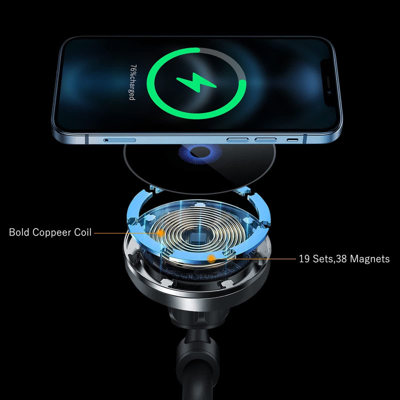  [AUSTRALIA] - Piosoo 15W Magnetic Wireless Car Charger CD Slot Mount for iPhone 13/13 Pro/13 Pro Max/13 mini/12/12 Pro/12 Pro Max,Powerful Suction Auto-Alignment Mag-Safe Car Mount, Compatible with Mag-Safe Cases
