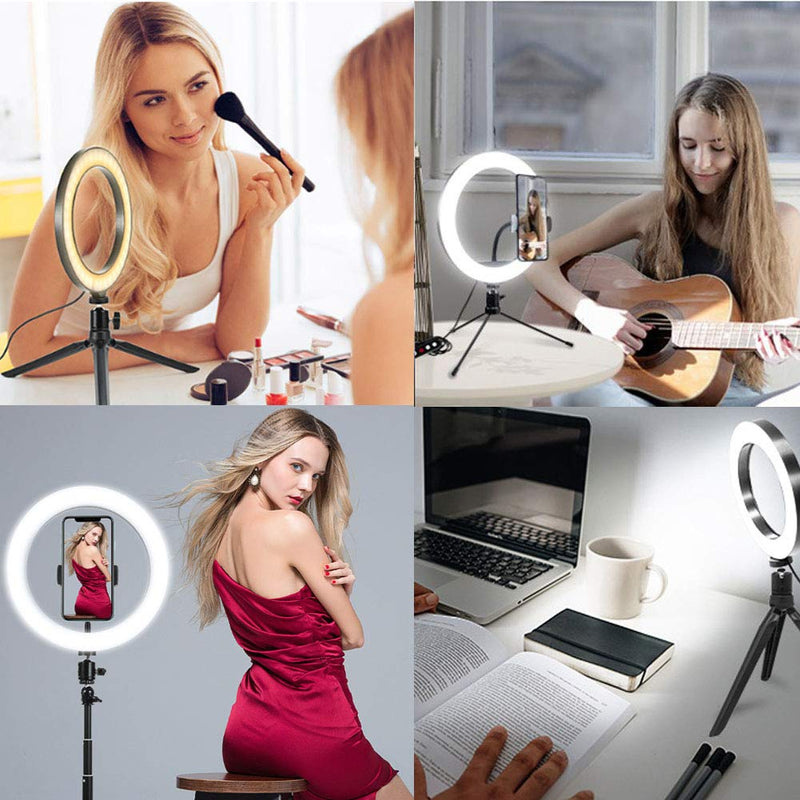  [AUSTRALIA] - Walway 6 Inches LED Selfie Ring Light with Hot Shoe Adapter for Live Stream/ Makeup/ YouTube Video/ Photography, 3 Light Modes