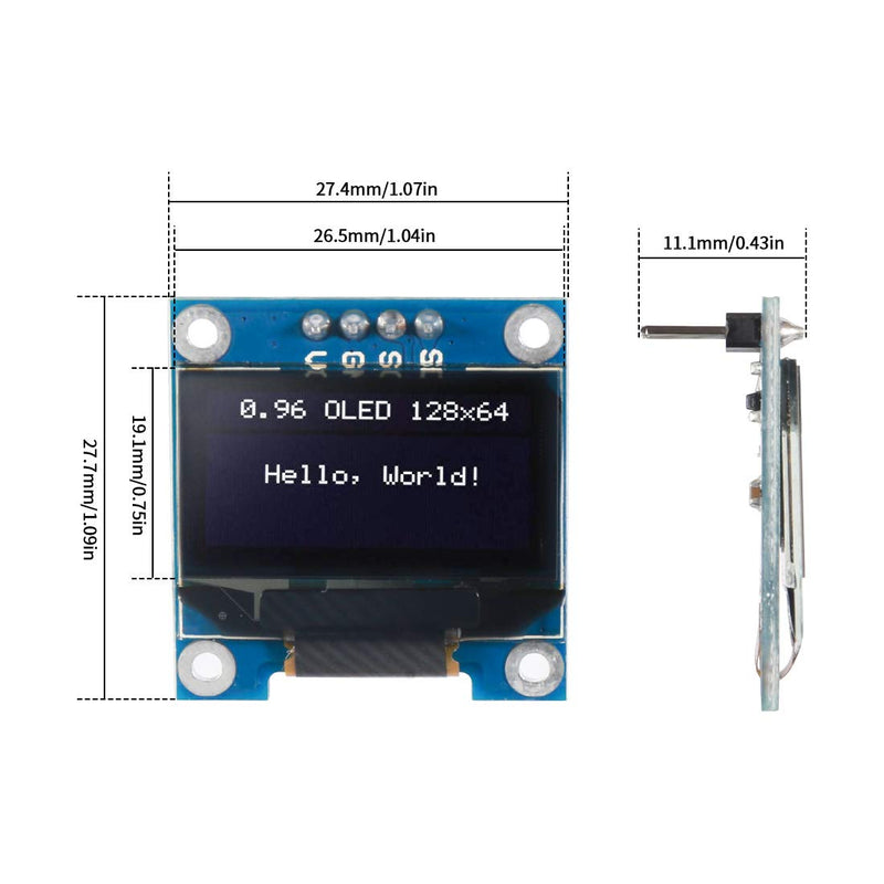  [AUSTRALIA] - UMLIFE 10PCS 0.96" OLED Module 12864 128x64 OLED Display SSD1306 Driver I2C IIC Serial Self-Luminous Display Board Compatible with Arduino Raspberry PI (10PCS, Blue and Yellow)