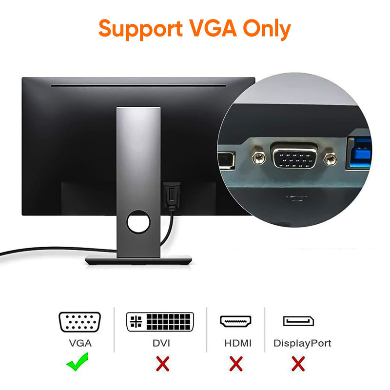  [AUSTRALIA] - CableCreation USB 3.0 to VGA Cable 6 Feet, USB to VGA 15 Pin Adapter 1080P @ 60Hz, with Built-in Driver Only Support Windows 10 / 8.1/ 8 / 7 (NO XP / Vista / Mac OS X ), 1.8 Meters /Black