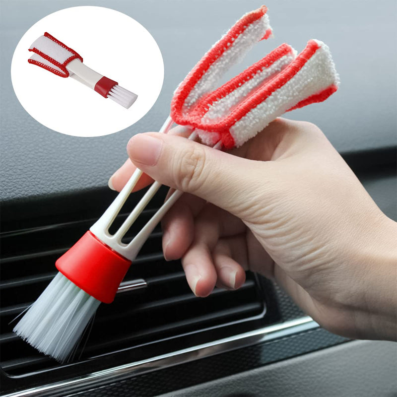  [AUSTRALIA] - Blilo Mini Duster for Car Air Vent, 5PCS Auto Air Conditioner Cleaner and Brush Tool, Hand Held Dust Collector Cleaning Cloth for Keyboard Window Leaves Blinds Shutter Glasses Fan (White) White