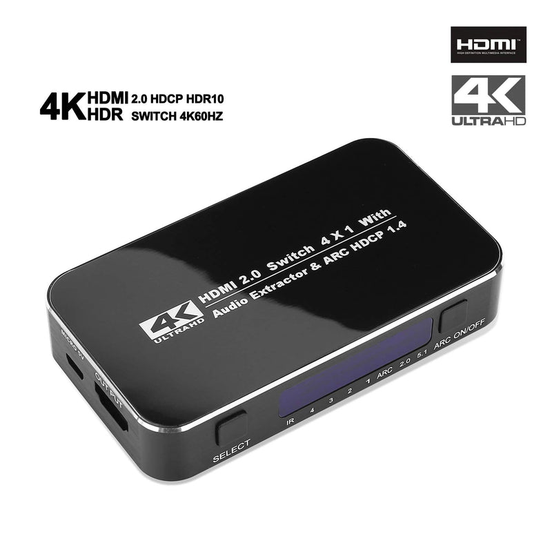  [AUSTRALIA] - 4K HD HDMI Switch, fhong 4 Ports 4K x 2K HDMI 2.0 Switcher Hub Port Switches with IR Wireless Remote, for Mackbook HDTV Laptop Xbox 360 PS4