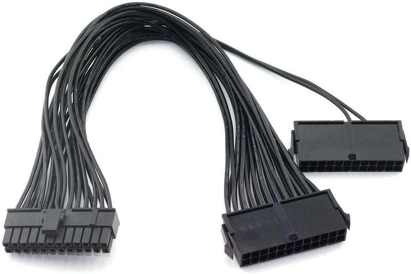 [AUSTRALIA] - GenHaoQi Dual PSU Cable Adapter, SATA Cables 24-Pin Adapter Cable for ATX Motherboard 18AWG - 1FT (Dual Power Supply) Dual Power Supply