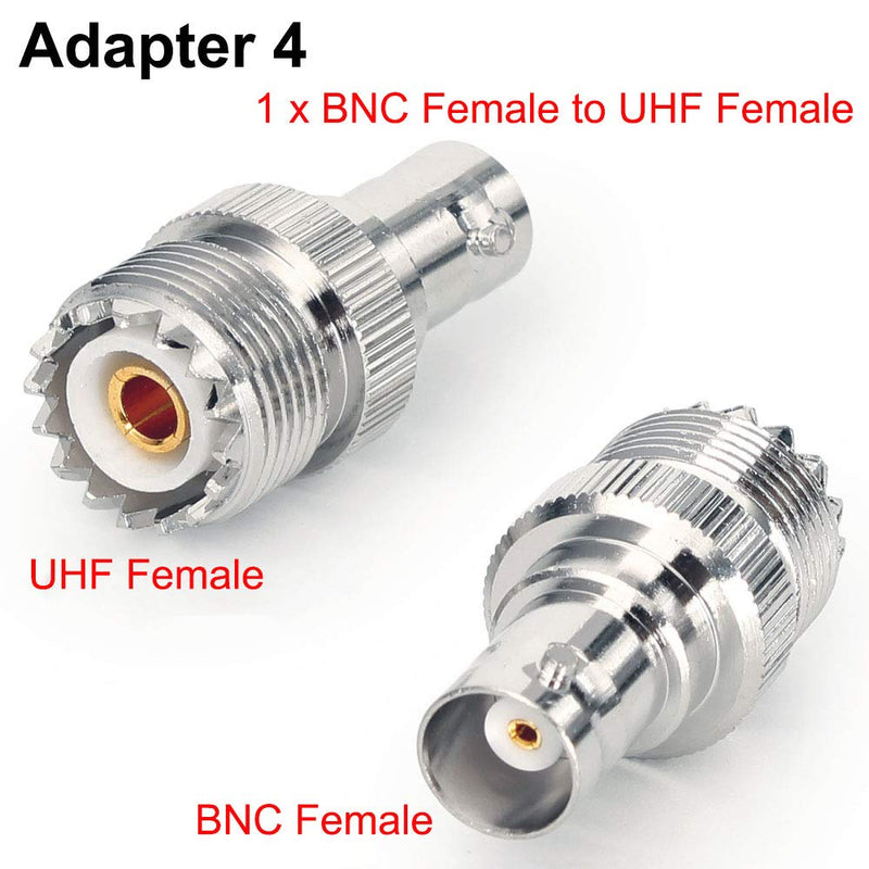  [AUSTRALIA] - UHF to BNC Adapter PL259 SO239 to BNC 4 Type RF Coaxial Coax Connector for Coaxial Cable BNC Coupler Adapter Q9 Coaxial Cable Connector 5Pcs Set