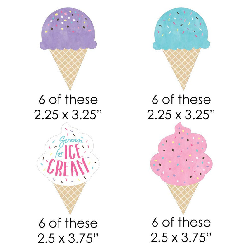  [AUSTRALIA] - Big Dot of Happiness Scoop Up the Fun - Ice Cream - Paper Straw Decor - Sprinkles Party Striped Decorative Straws - Set of 24
