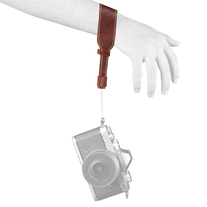  [AUSTRALIA] - MegaGear MG1613 SLR, DSLR Genuine Leather Wrist Strap, Brown, One Size