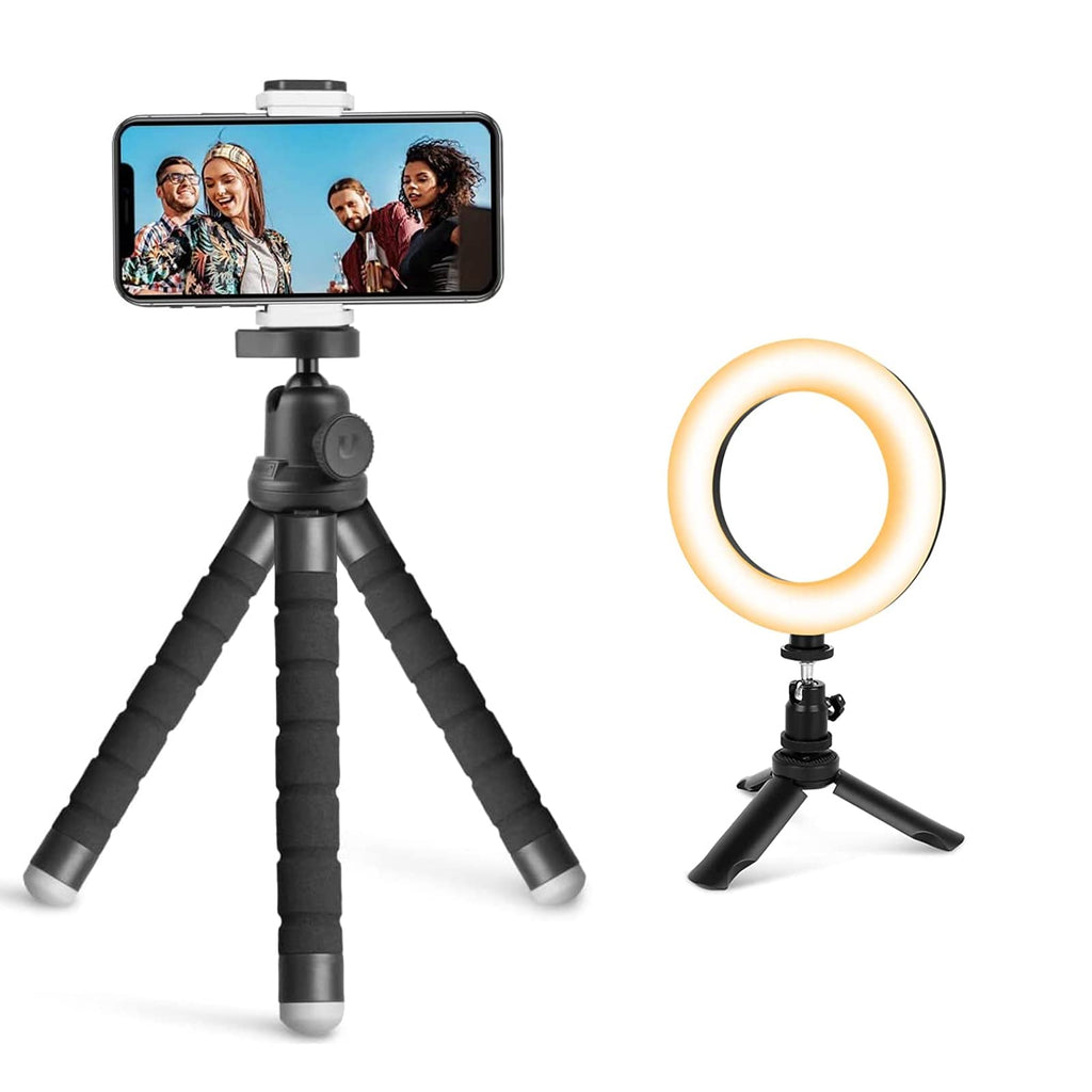  [AUSTRALIA] - Phone Tripod Bundle with LED Ring Light with Clip and Stand for Computer, Selfie Light for Zoom Meetings,Live Streaming,YouTube,TikTok