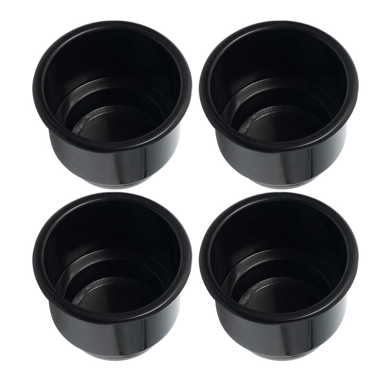  [AUSTRALIA] - NovelBee Recessed Plastic Cup Drink Holder with Drain for Boat Truck Car Camper RV (Black, 4pcs)