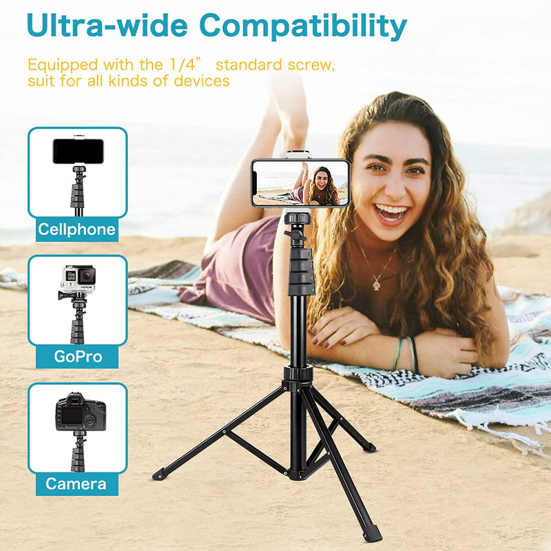  [AUSTRALIA] - Aureday 62" Phone Tripod Accessory Kits, Camera & Cell Phone Tripod Stand with Wireless Remote and Universal Tripod Head Mount, Perfect for Selfies/Video Recording/Vlogging/Live Streaming 62 inches