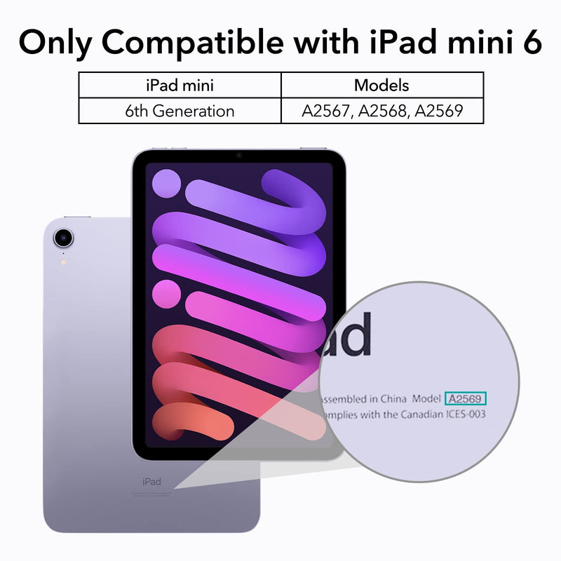  [AUSTRALIA] - ESR Hybrid Case Compatible with iPad Mini 6 (8.3 inch, 2021), Detachable Magnetic Case for iPad Mini 6 2021, Hard PC Back Cover, Auto Sleep/Wake, Supports Pencil 2, Rebound Series, Clear Black