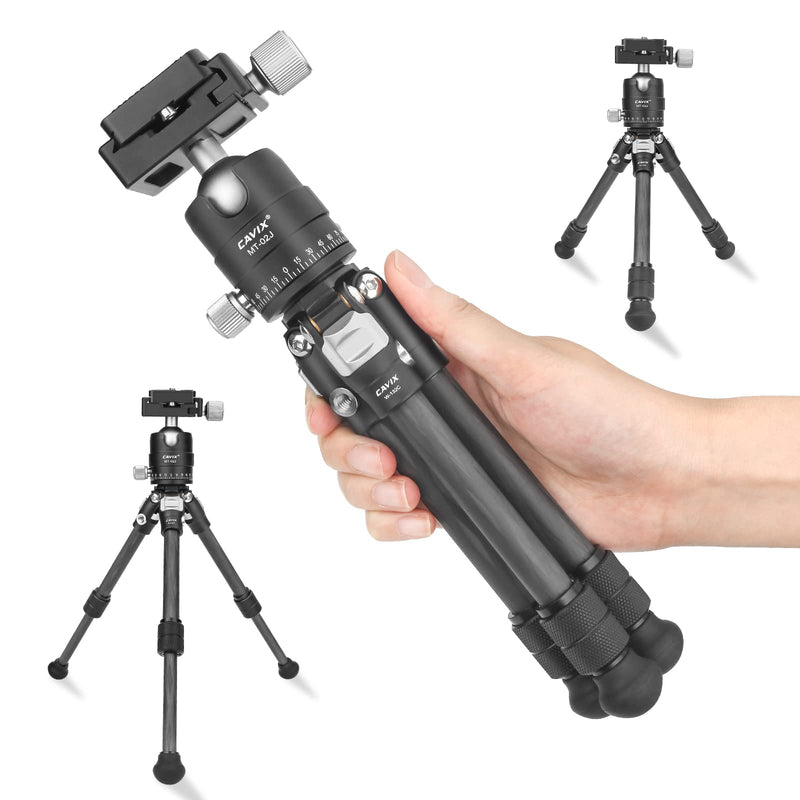  [AUSTRALIA] - CAVIX Travel Mini Tripod with 360° Ballhead Lightweight Portable Carbon Fiber Tripod for Camera 11inch