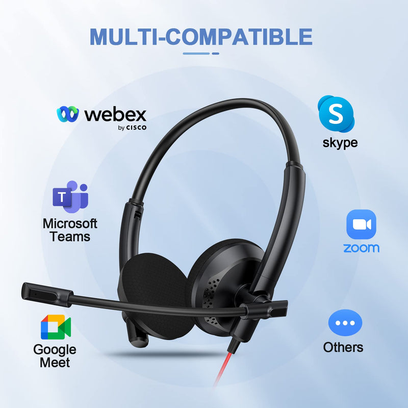  [AUSTRALIA] - NUBWO HW03 Wired Computer Headset with Microphone, On-Ear PC Headset, USB Jack, in-line Control for Home, Office, Classroom, Chat, Online Class, Meeting