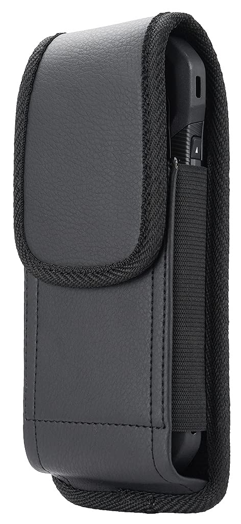  [AUSTRALIA] - Nakedcellphone Pouch for Samsung Galaxy Z Fold 3 5G Phone (2021, SM-F926) Case, Black Vegan Leather Vertical Holster Holder Strong Metal Clip and Secure Belt Thread Loop with Stylus Pen Holder Slot