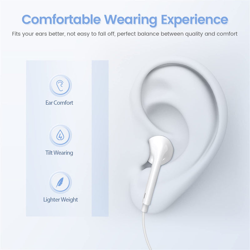  [AUSTRALIA] - 2 Pack-Apple Earbuds/Wired Earphones/iPhone Headphones/Lightning [Apple MFi Certified] Built-in Microphone & Volume Control Compatible with iPhone 7/8/X/11/12/13/14/Pro/Pro Max, Support All iOS System 2Pack - Lightning