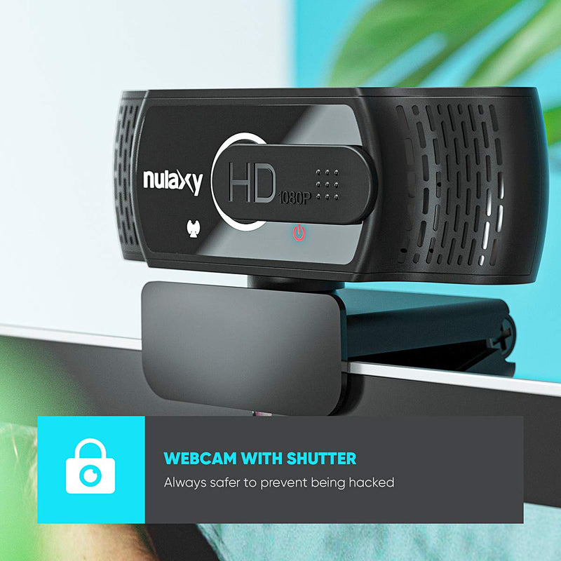  [AUSTRALIA] - NULAXY USB Webcam with Microphone, HD 1080p Webcam with Privacy Cover for Laptop PC Desktop, HD Light Correction, Web Camera for Video Calling, Online Classes, Skype, Zoom, FaceTime, Smart TV