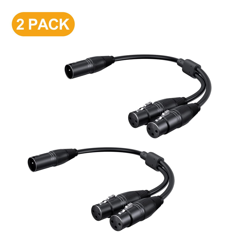  [AUSTRALIA] - CableCreation [2-Pack] XLR Male to Dual XLR Female Y Splitter 3Pin Balanced Microphone Cable, 0.3 Meter/Black 2-Pack