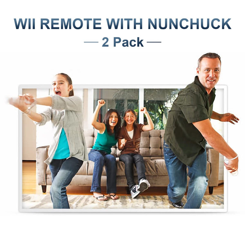 [AUSTRALIA] - FASIGO Wii Remote with Nunchuck, Wii Controller with Nunchuck, Compatible with Nintendo Wii/Wii U, 2 Pack