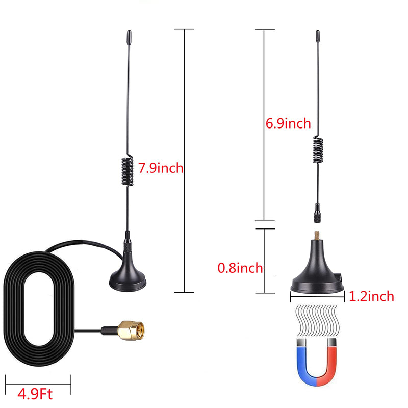  [AUSTRALIA] - 75 ohm FM Antenna, Outdoor FM Antenna WiFi Stereo TV Antenna Indoor, 1.5m SMA-Male Connector Magnetic Transmitter Antenna Cable, 16.4Ft Antenna Extension Cable with 6pcs Antenna Adapter