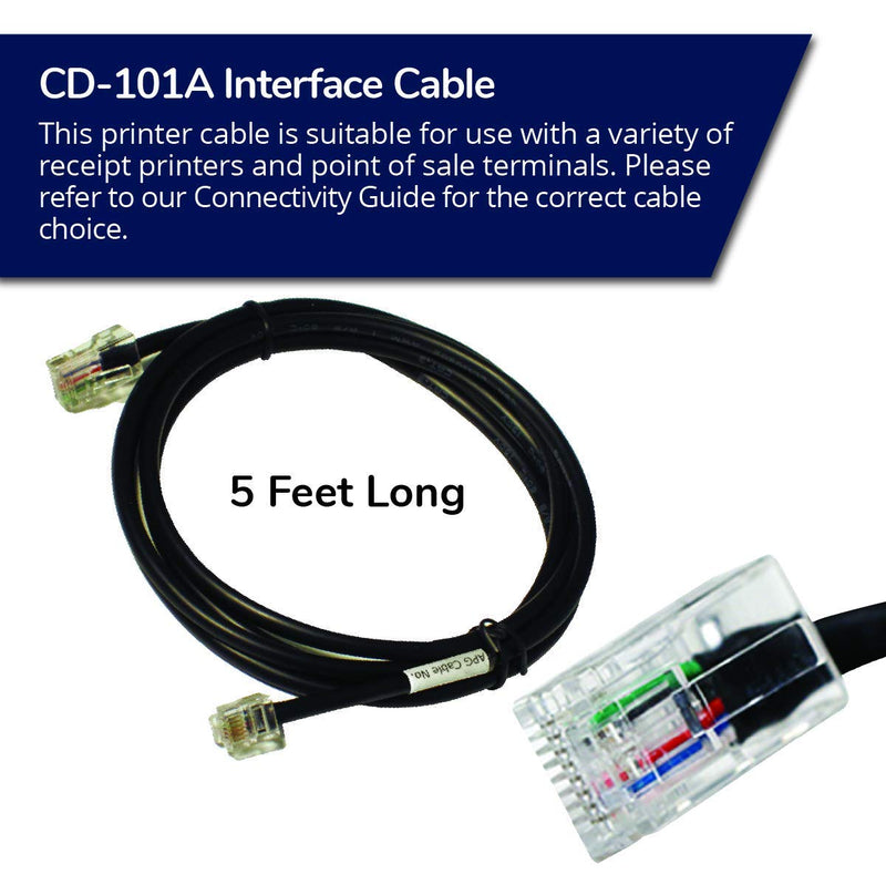  [AUSTRALIA] - APG Printer Interface Cable | CD-101A | Cable for Cash Drawer to Printer Connection | 1 x RJ-12 Male - 1 x RJ-45 Male | Connects to EPSON and Star Printers