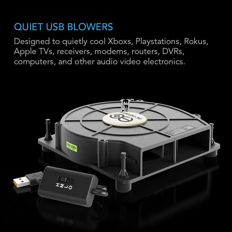  [AUSTRALIA] - AC Infinity MULTIFAN S2, Quiet 120mm USB Blower Fan with Speed Control, UL-Certified for Receiver DVR Xbox Modem AV Cabinet Cooling