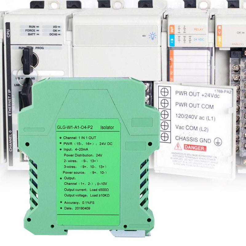  [AUSTRALIA] - DC signal conditioner, DC 24V D current signal isolator transmitter 4-20 milliamperes PLC detection signal conditioner (1 in 1 out, 4-20mA to 0-10V)