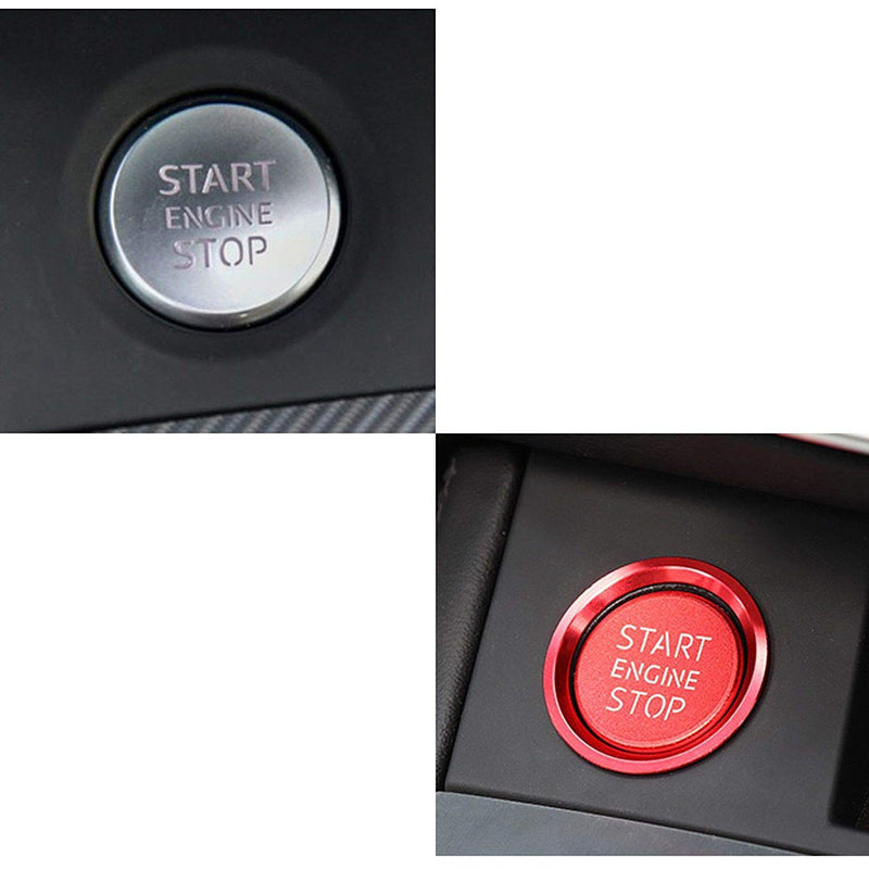 Xotic Tech Red Keyless Start Engine Stop Cover with Ring for Audi A4 A5 Q5 S4 Q7 S5 - RS Style Start Stop Button Trim Set - LeoForward Australia
