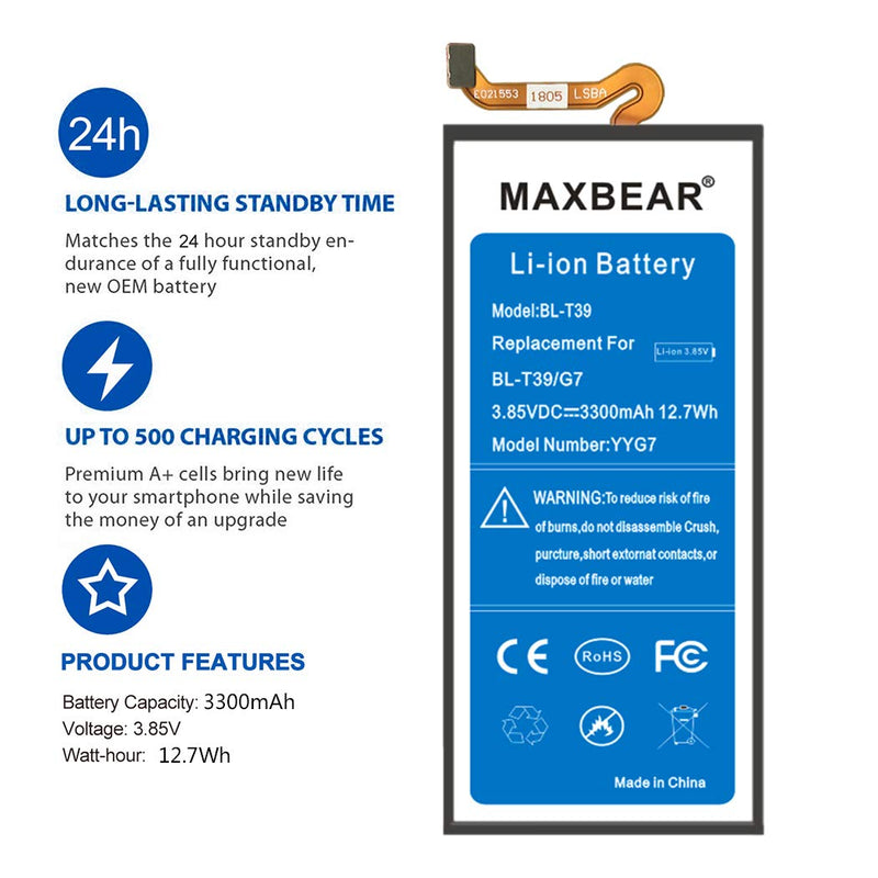 Battery for LG G7, MAXBEAR 3300mAh Replacement Li-ion Battery for LG G7 Thin Q/BL-T39 LMG710VM Verizon with Repair Tool Kit [12 Month Service] - LeoForward Australia
