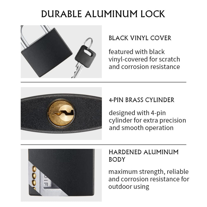  [AUSTRALIA] - CINCINNO 8 Pack Locks with Keys, 1-9/16" Covered Aluminum Weatherproof Padlock Keyed Alike for Gym Locker, Luggage, and Cases 8*S40mm